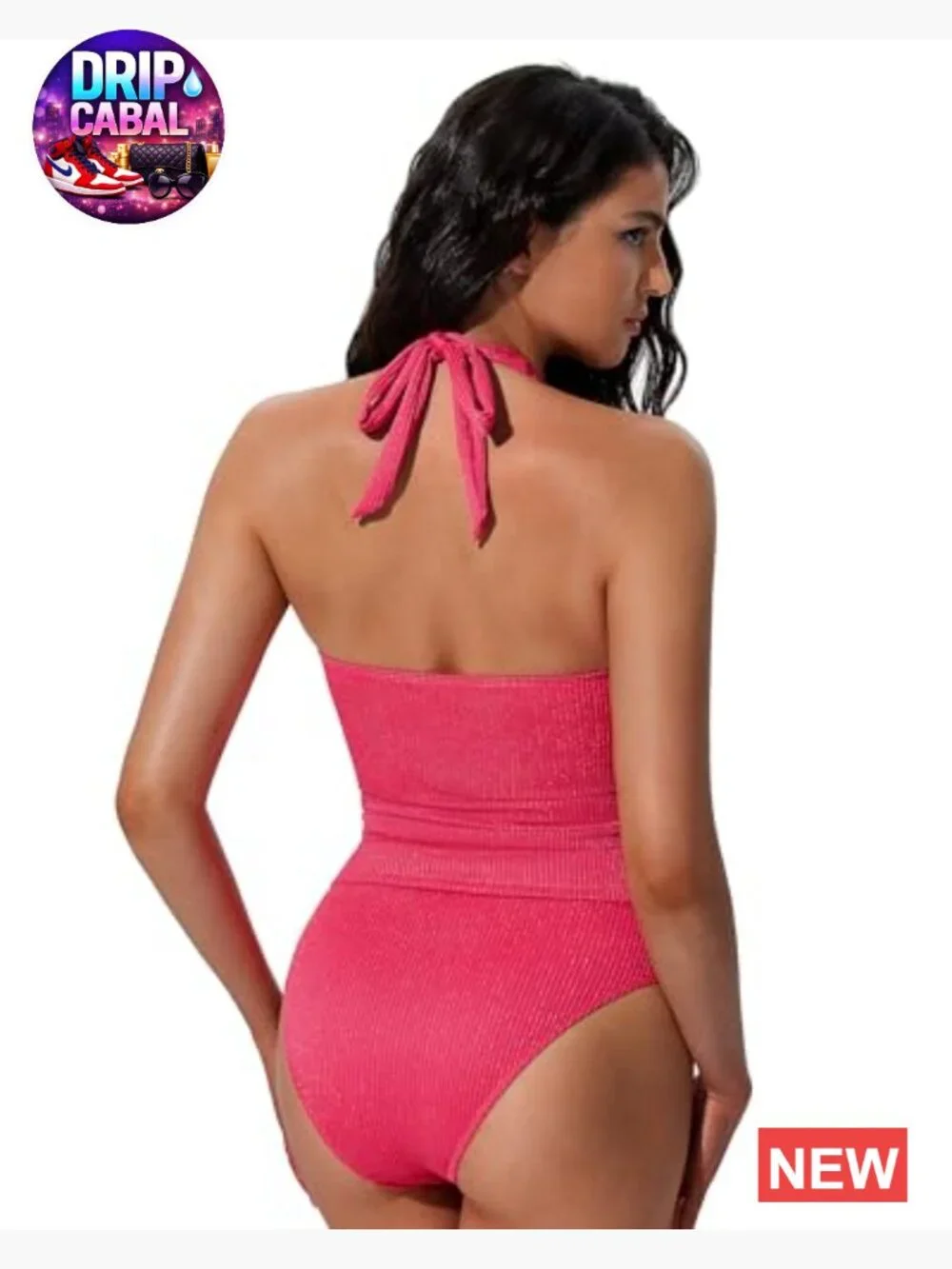 Sexy Halter Tummy Control Tankini High Waisted Backless Swim Suit Set